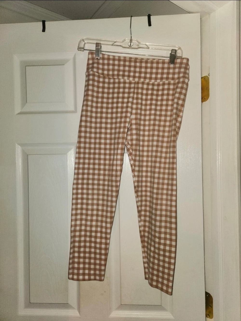 J. Crew Cropped Legging Brown/White Gingham Checkered High Waisted Womens M NEW